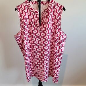 Anne Klein Pink and White Geometric Sleeveless Top XL